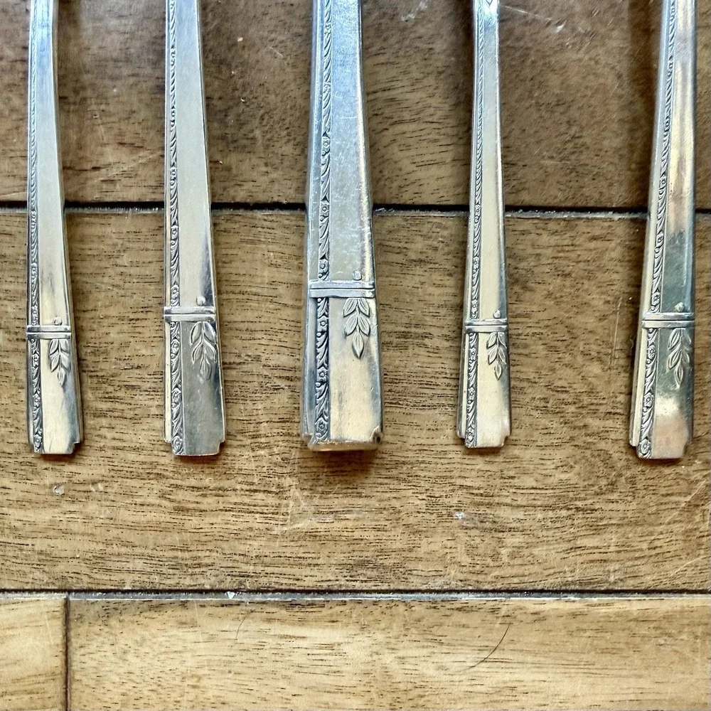 5pc VTG Antique 30s Oneida Prestige GRENOBLE Silverplate Flatware Place Setting